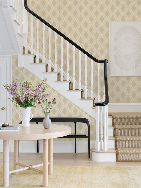 4025-82539 Mersenne Beige Geometric Wallpaper