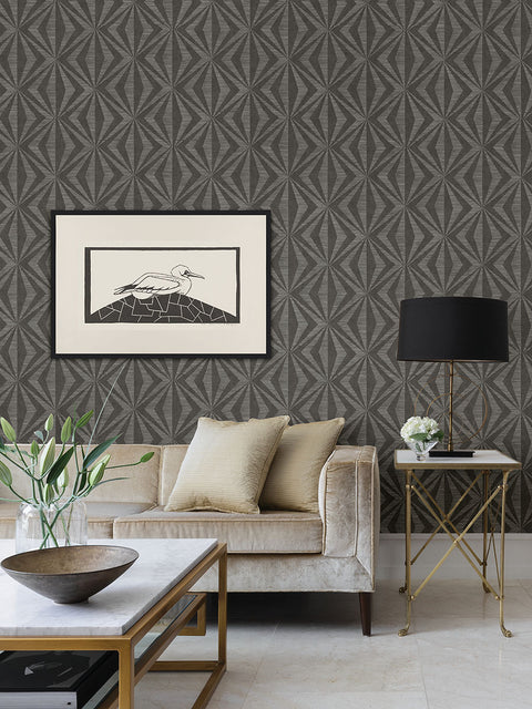 4025-82547 Monge Charcoal Geometric Wallpaper