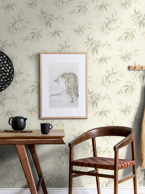 4035-409741 Minori White Leaves Wallpaper