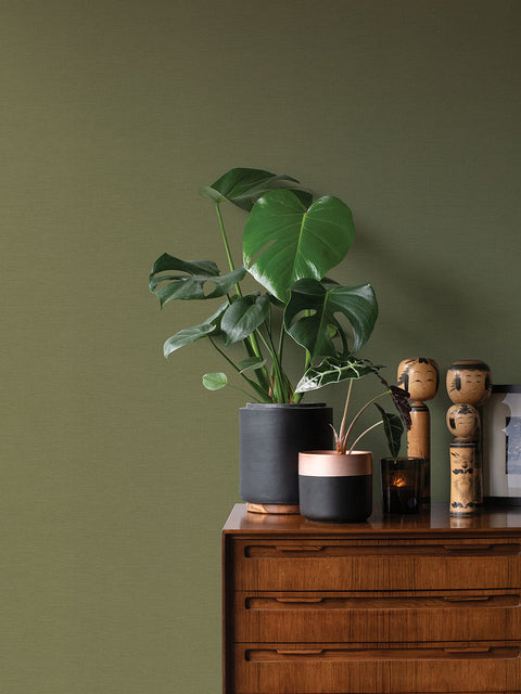 4035-452068 Umi Green Faux Linen Wallpaper
