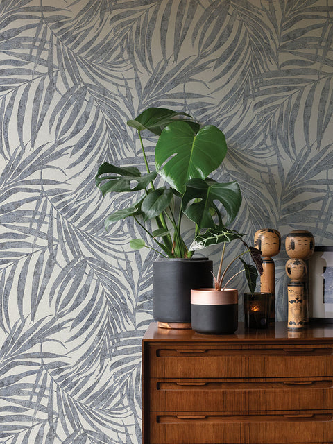 4035-617429 Anzu Slate Frond Wallpaper