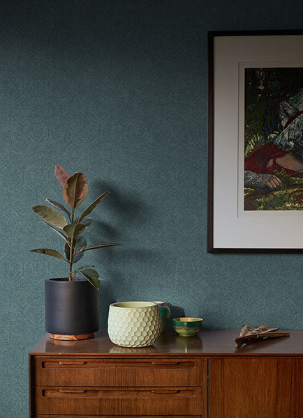 4044-38022-5 Edsel Blue Geometric Wallpaper
