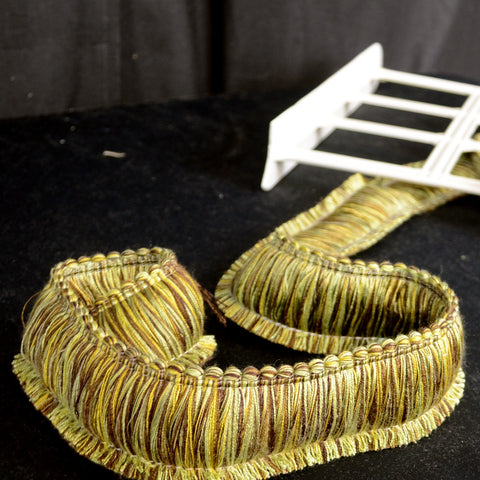 402 281 Green Brown Brush Fringe Parisia Trim Fabric