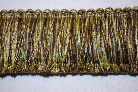402 281 Green Brown Brush Fringe Parisia Trim Fabric