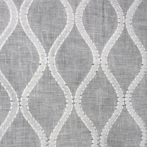 Brookside Cloud White Embroidered Sheer Fabric
