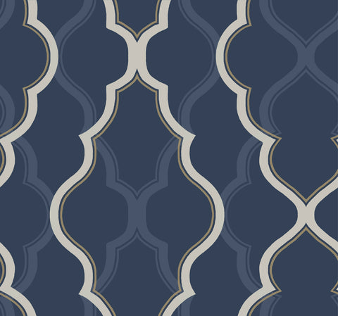 CI2393 Dark Blue Double Damask Wallpaper