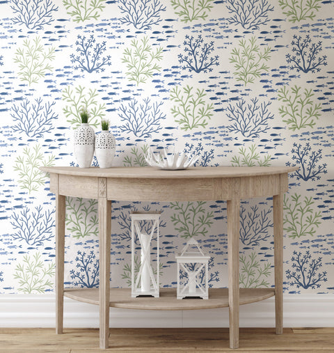 CV4404 Green Blue Marine Garden Wallpaper