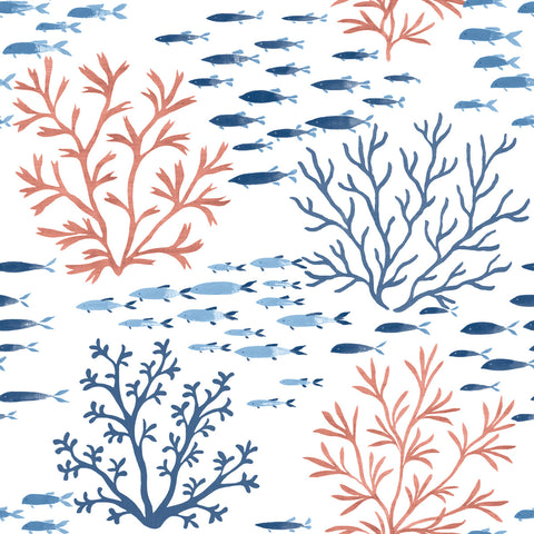 CV4405 Coral Navy Marine Garden Wallpaper