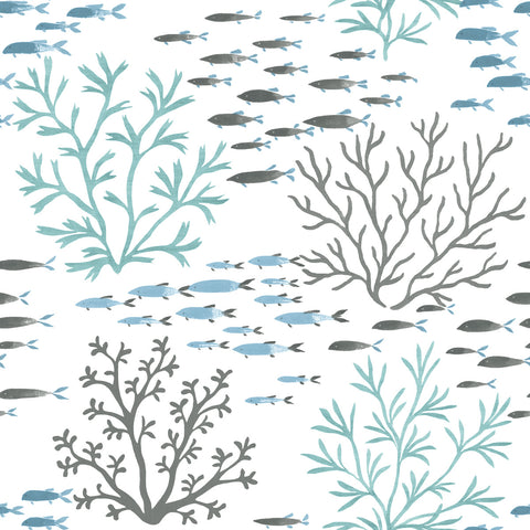 CV4406 Blue Brown Marine Garden Wallpaper