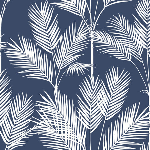 CV4410 Navy King Palm Silhouette Wallpaper