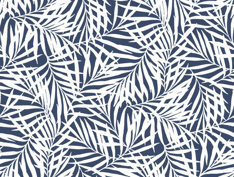 CV4432 Navy White Oahu Fronds Wallpaper