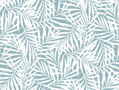 CV4435 Light Blue White Oahu Fronds Wallpaper