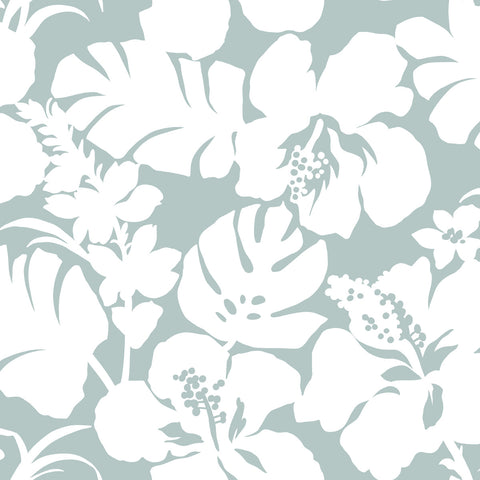 CV4439 Light Gray Hibiscus Arboretum Wallpaper