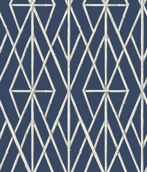 CV4449 Navy Riviera Bamboo Trellis Wallpaper