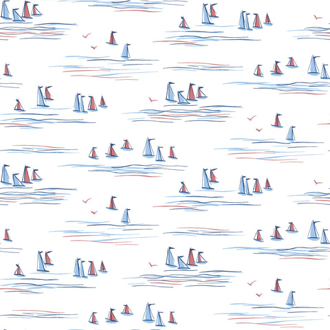 CV4461 Blue Red Full Sails Wallpaper