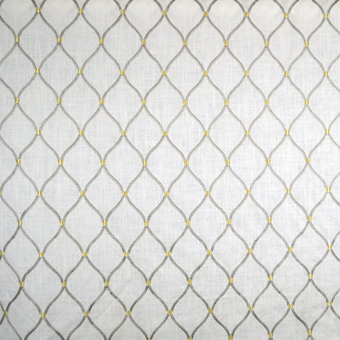 Deane Embroidery Smoke Wavely Linen Trellis Fabric