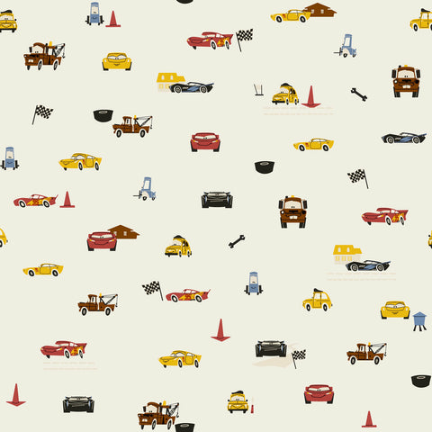 DI0922 Cream Disney and Pixar Cars Racing Spot Wallpaper