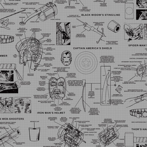 DI0936 Gray/Black Marvels Heroes Schematics Wallpaper