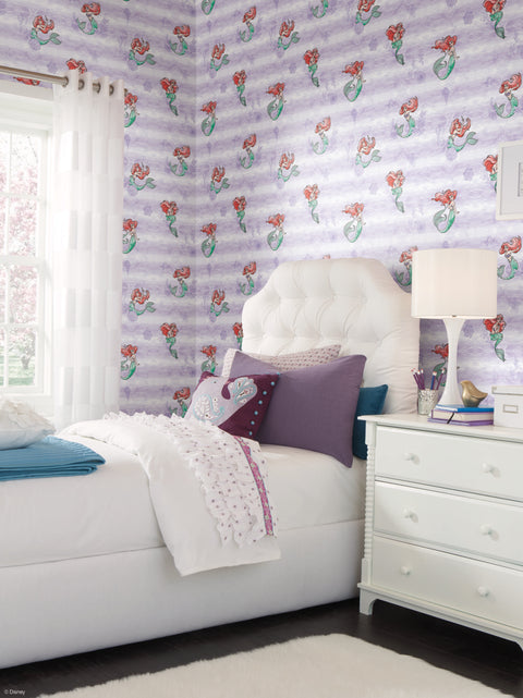 DI0955 Purple Disney The Little Mermaid Swim Wallpaper