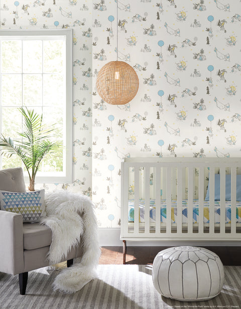 DI0982 Yellow Disney Winnie the Pooh Playmates Wallpaper
