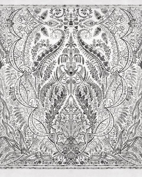 DM4911M Black White Jaipur Paisley Damas Wallpaper Mural