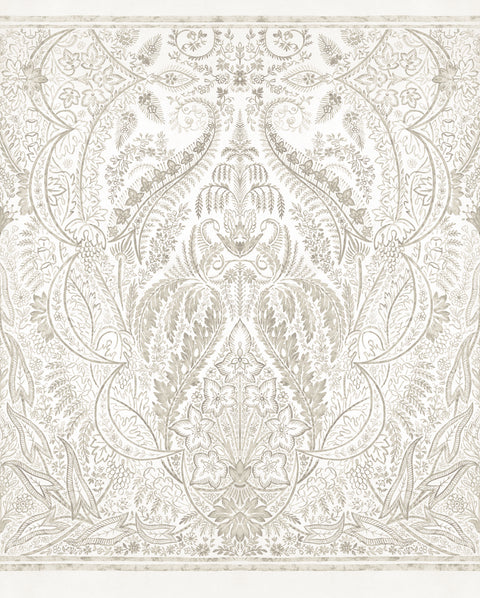 DM4913M Beige White Jaipur Paisley Damas Wallpaper Mural