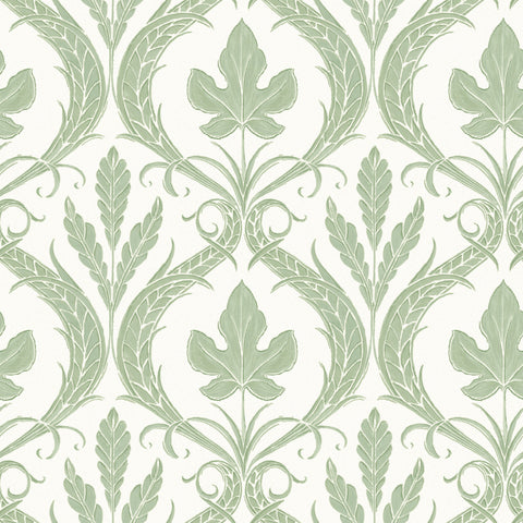 DM4921 Green White Adirondack Damask Wallpaper