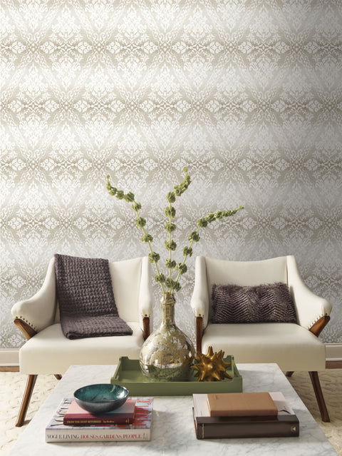 DM4933 Off White Tudor Diamond Damask Wallpaper