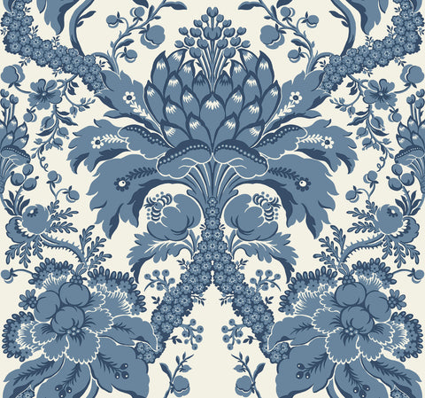 DM4951 Blue French Artichoke Dam Wallpaper