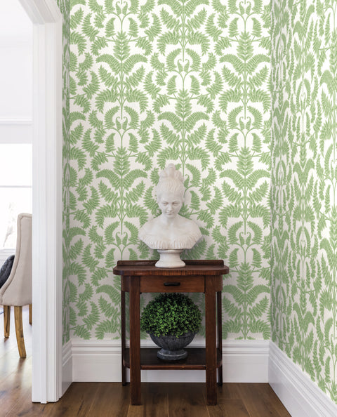 DM4961 Green Royal Fern Damask Wallpaper