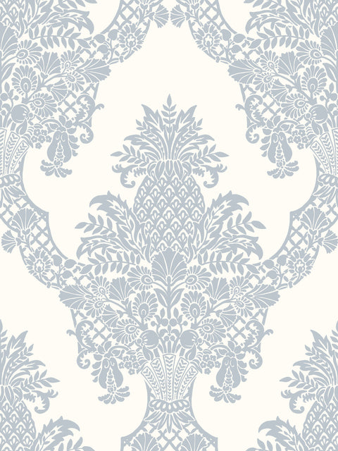 DM4974 Periwinkle White Pineapple Plantation Wallpaper
