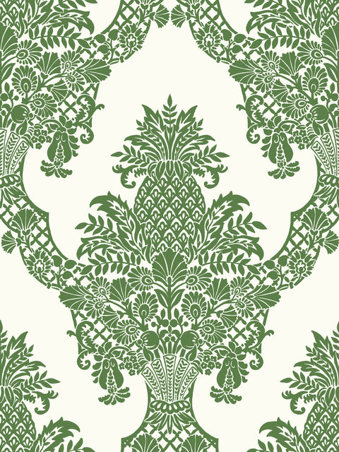 DM4976 Green White Pineapple Plantation Wallpaper