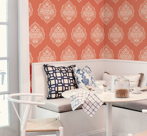 DM4981 Coral Signet Medallion Dam Wallpaper