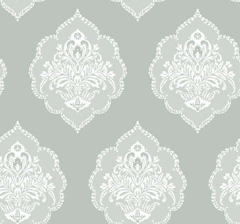 DM4982 Green Signet Medallion Dam Wallpaper