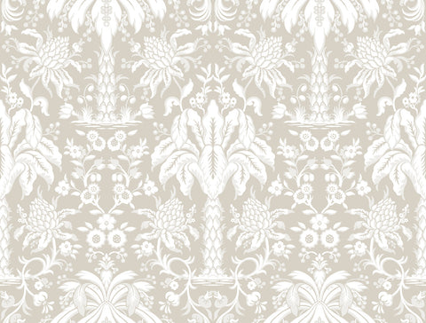 DM5013 Beige Palmetto Palm Damask Wallpaper