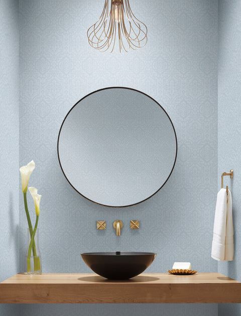 DM5033 Blue Catherdral Damask Wallpaper
