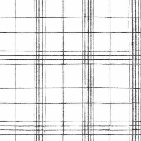 FH4016 Black/White Farmhouse Plaid Wallpaper