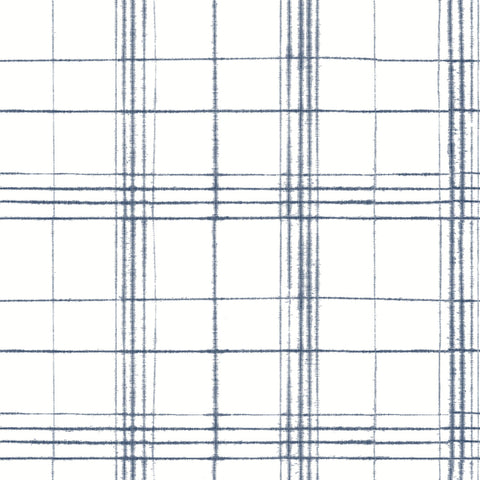 FH4017 Navy/White Farmhouse Plaid Wallpaper