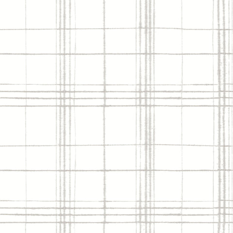FH4019 Linen/White Farmhouse Plaid Wallpaper