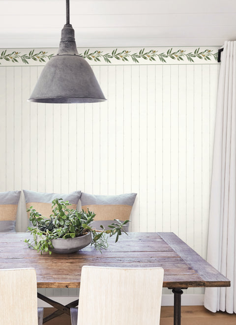 FH4079 Sage/Cream In Stitches Stripe Wallpaper