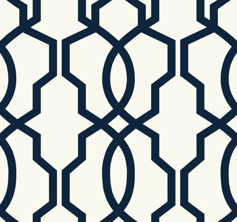 GM7521 Navy Hourglass Trellis Wallpaper