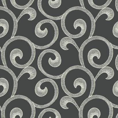 GS6241 Hampton Scroll Dark Grey Black Wallpaper