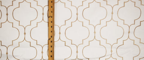 Helmsley Glow Gold Embroidered Upholstery Fabric