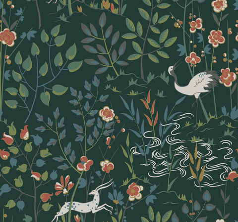 HO2126 Dark Green Aspen Wallpaper