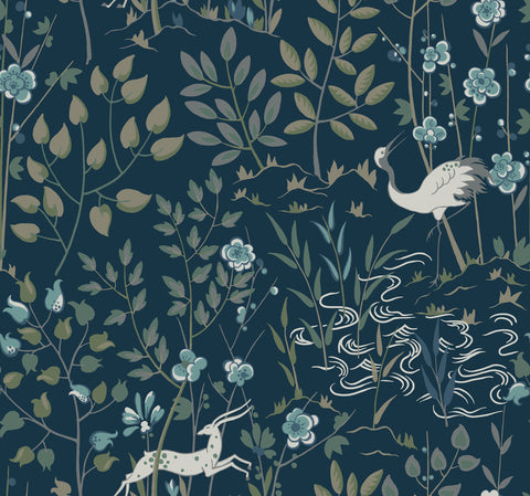 HO2128 Dark Blue Aspen Wallpaper