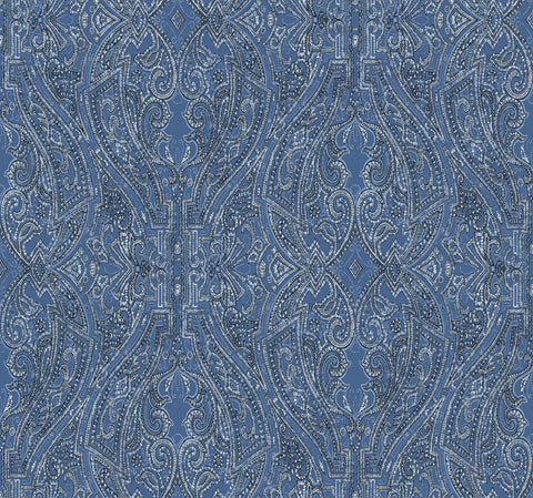 HO2132 Blue Ascot Damask Wallpaper