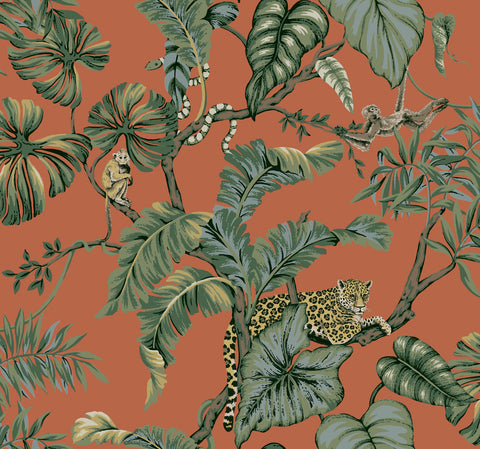 HO2142 Orange Jungle Cat Wallpaper