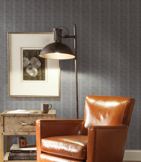 HO2170 Black Shirting Plaid Wallpaper