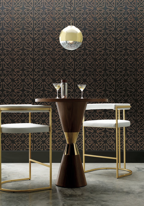 KT2110 Black/Gold Empire Diamond Wallpaper