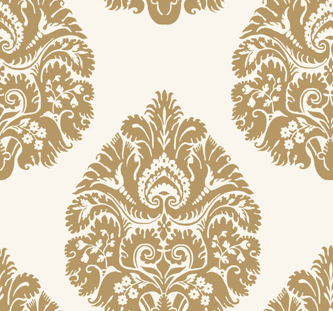 KT2141 Gold Teardrop Damask Wallpaper